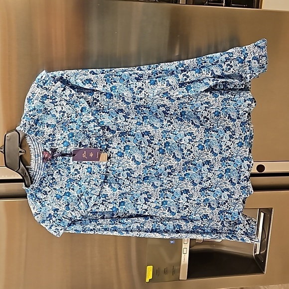 💕J. CREW💕 Smocked Popover Top ~ Liberty Elysian Day Floral Large L NWT - Picture 6 of 16